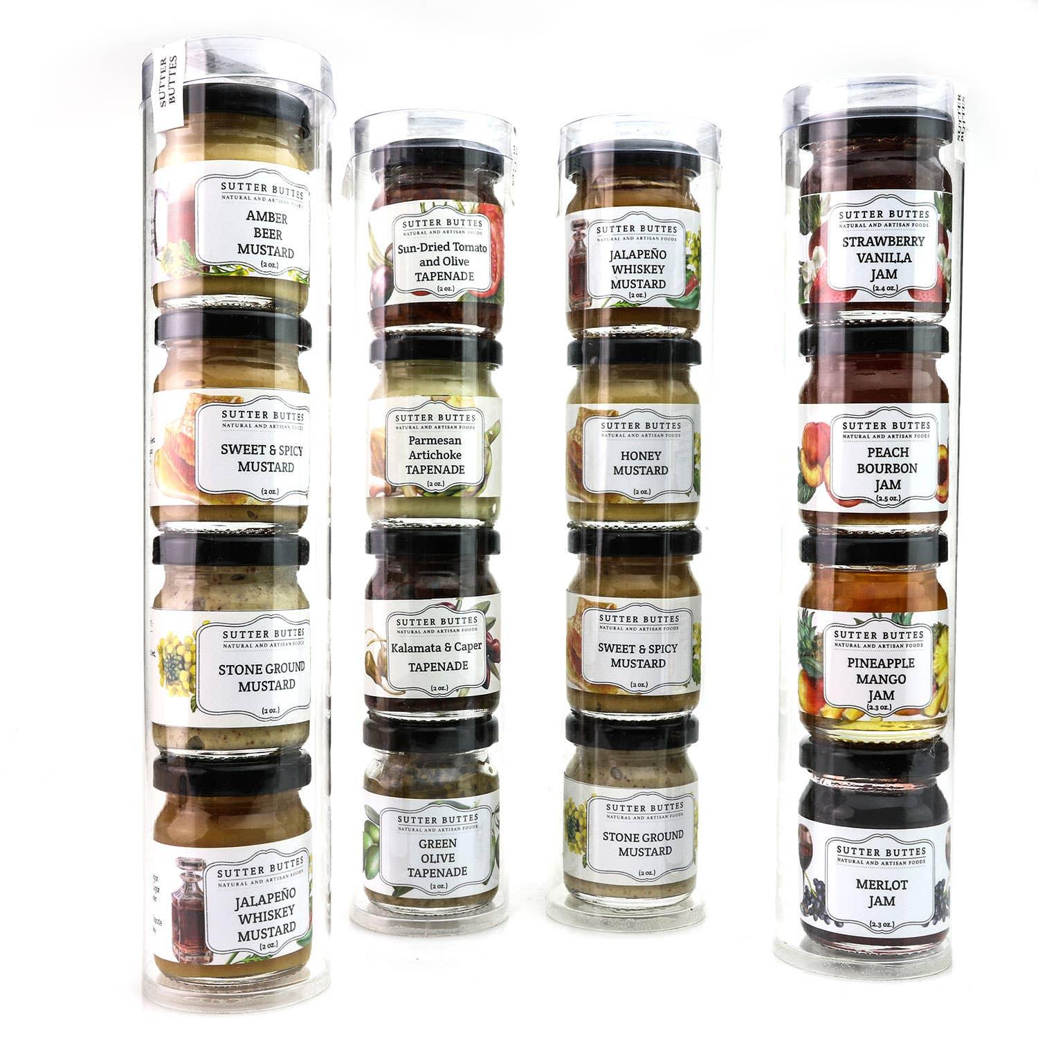 Mini gourmet gift tube with four 2 oz jars