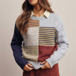 Colorblock Mixed Stripe Sweater in Blue Multi – 11