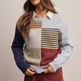 Colorblock Mixed Stripe Sweater in Blue Multi – 11