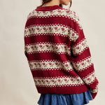 Floral Fair Isle Knit Sweater in Ruby – 8