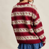 Floral Fair Isle Knit Sweater in Ruby – 8