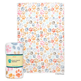 Colorful paw print fleece throw blanket