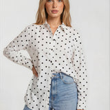 FRONT POCKET POLKA DOT SHIRT-WHITE