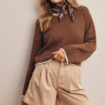 Contrast Trim Bouclé Sweater in Mocha – 7