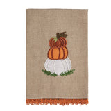Stacked Pumpkin Beaded Embroidery Towel