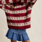 Floral Fair Isle Knit Sweater in Ruby – 2