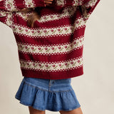 Floral Fair Isle Knit Sweater in Ruby – 2