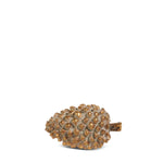 Small gold resin pinecone with textured scales and a short stem
