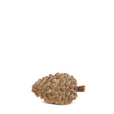 Small gold resin pinecone with textured scales and a short stem