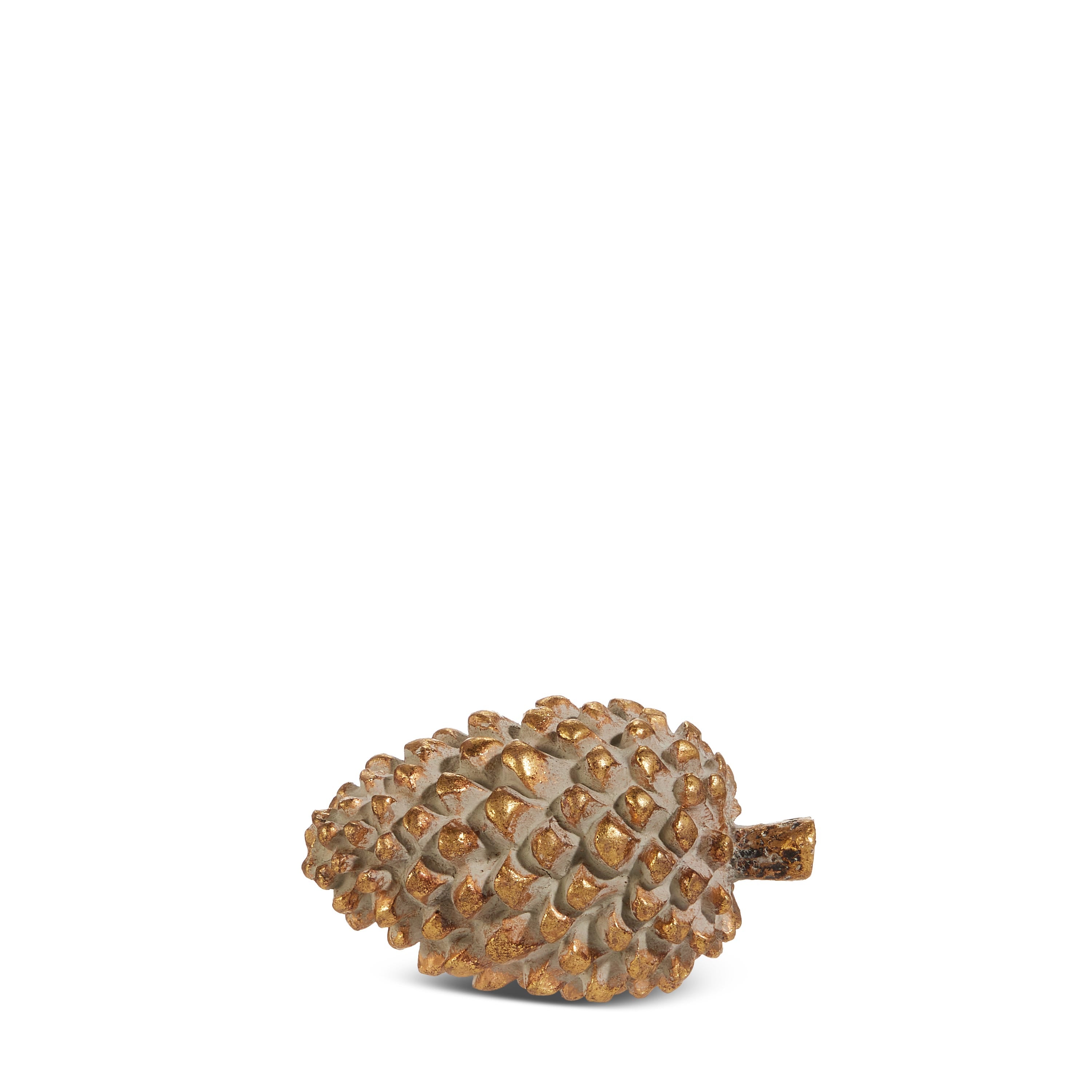 Small gold resin pinecone with textured scales and a short stem