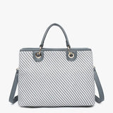 Woven Grey Tote Bag with Crossbody Strap – Vegan Leather Everyday Handbag