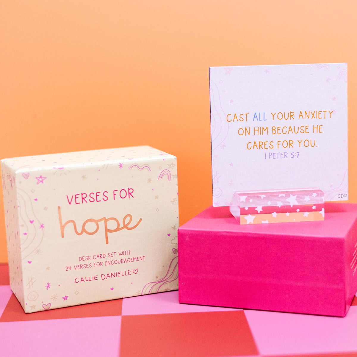 Verses for Hope Bible verse card set with display stand - front