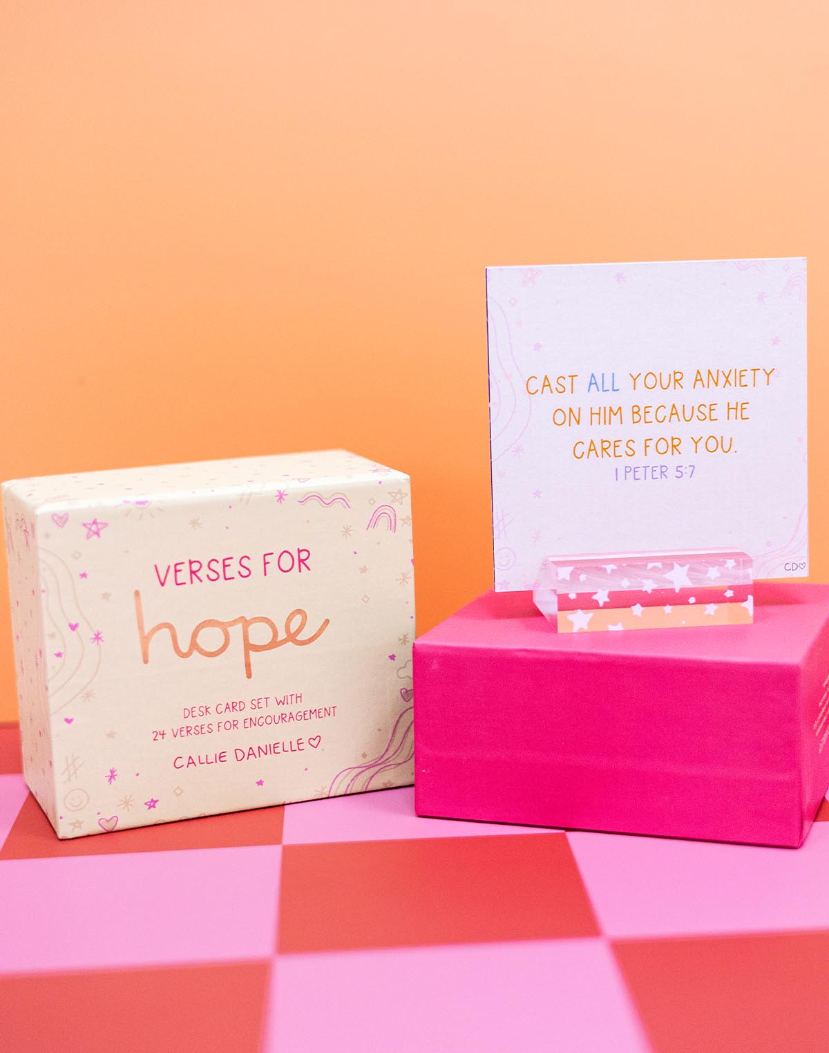 Verses for Hope Bible verse card set with display stand - front
