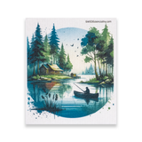 Swedish Dishcloth Canoe Fisherman on Lake
