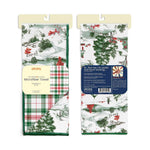 Cross-Country winter toile and plaid reversible microfiber kitchen towel, view 2