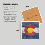 Rustic Colorado State Flag Ceramic Coaster