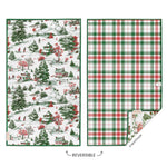 Cross-Country winter toile and plaid reversible microfiber kitchen towel