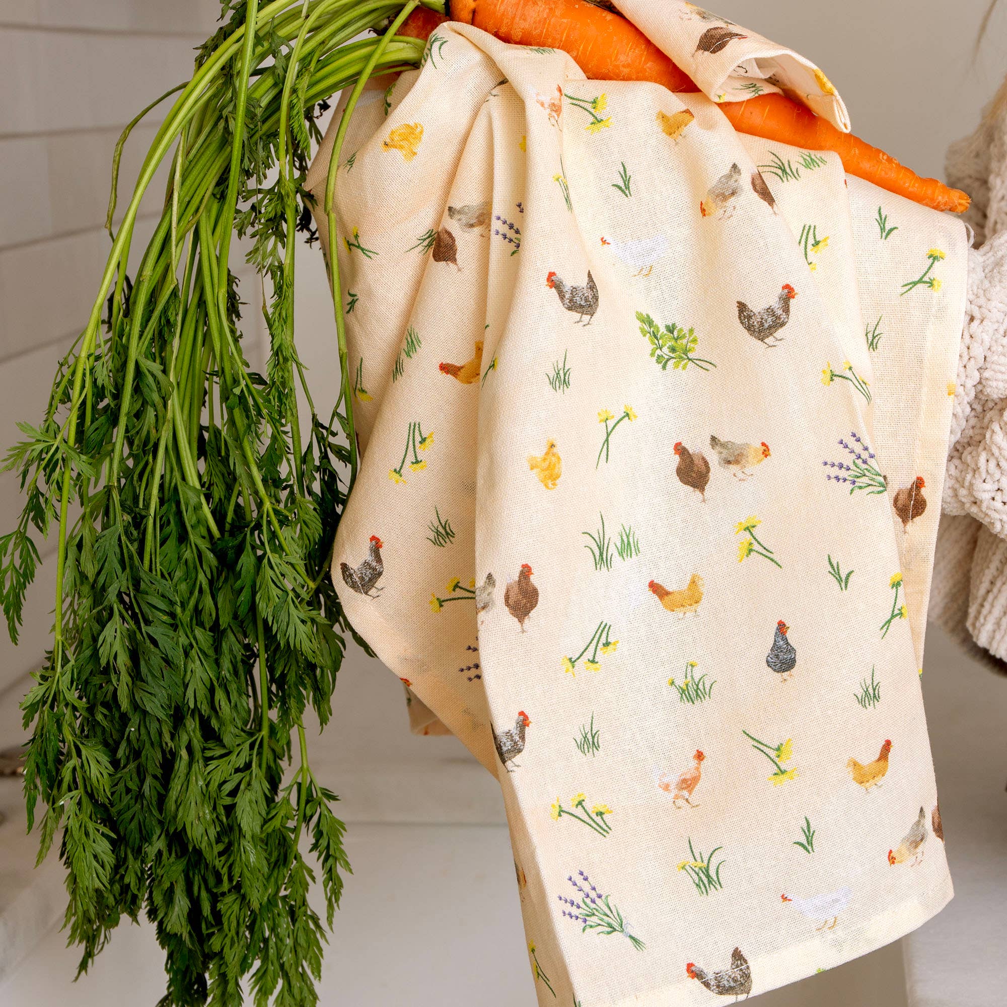 Chicken Meadows cotton kitchen towel