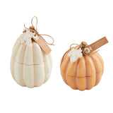 WHITE CERAMIC PUMPKIN CANDLE