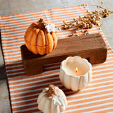 WHITE CERAMIC PUMPKIN CANDLE