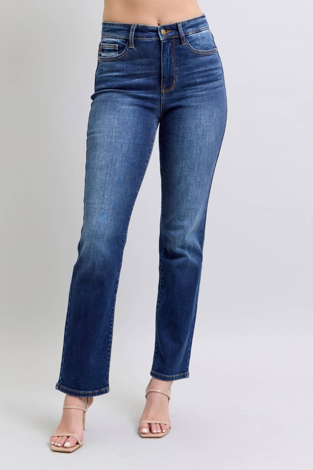 Judy Blue thermal high waist straight jeans in vintage dark wash