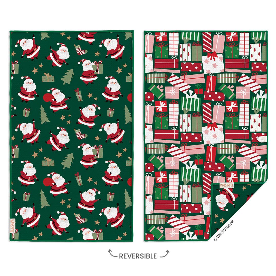 Santa's Gifts reversible Christmas microfiber kitchen towel