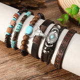 Chestnut 6 Piece Western Bull Skull Turquoise Beading Bracelet