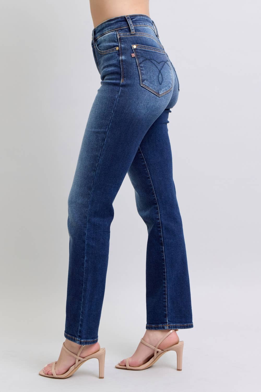 Judy Blue thermal high waist straight jeans in vintage dark wash