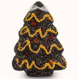Dark sunflower and canola seed tree with wavy gold millet garland on white
