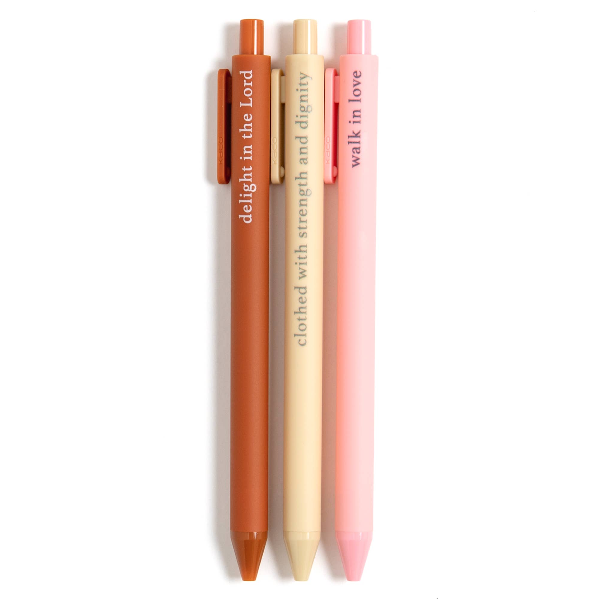 Mom gel pens printed with Delight In The Lord and Walk In Love