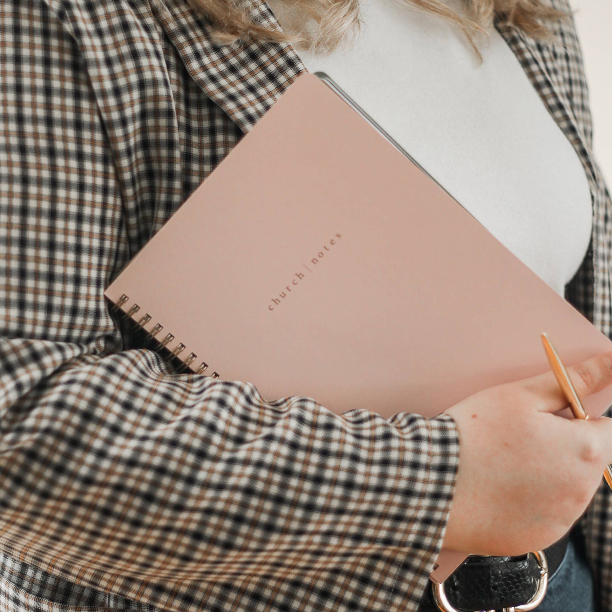 Blush Church Notes notebook with verse art print pages