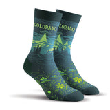 Unisex crew socks with a Colorado night sky graphic, second design