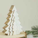 Nested white and natural wood Christmas tree