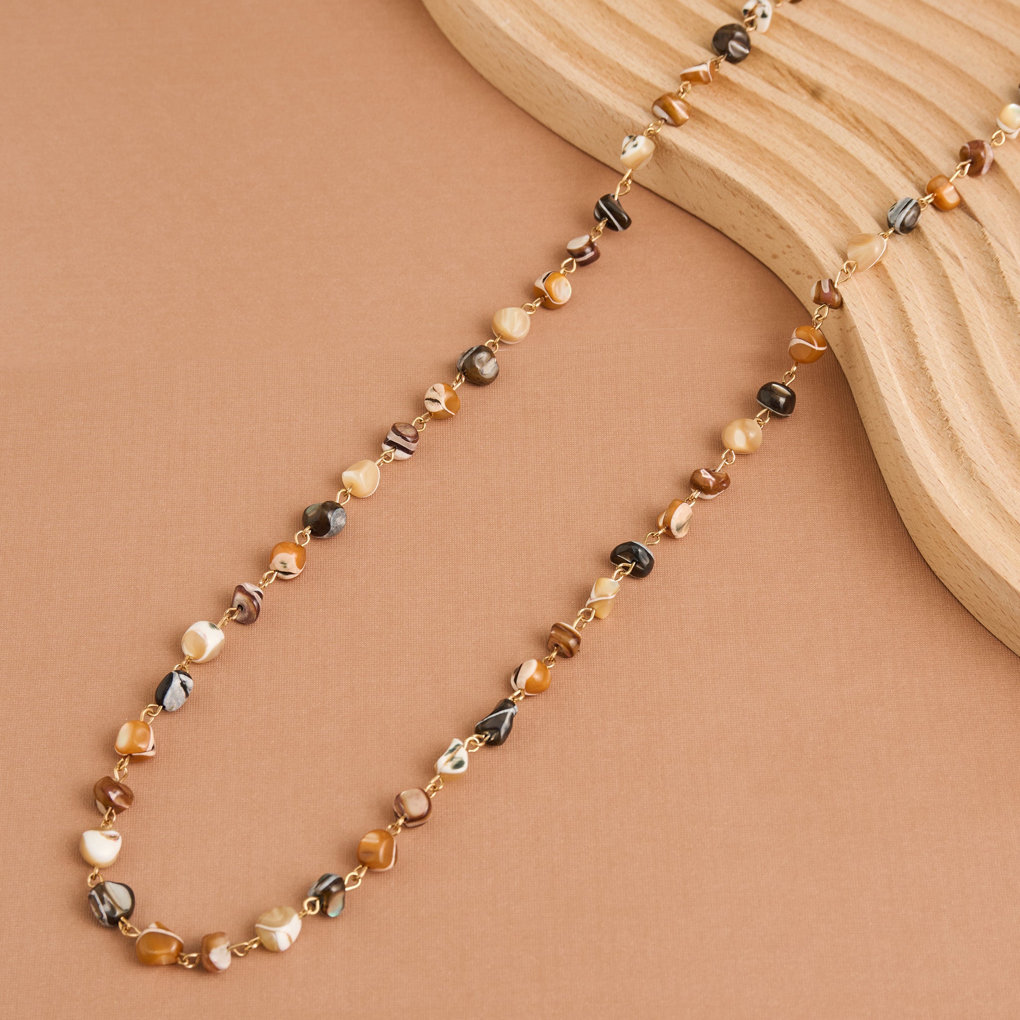 Lucie beaded long shell necklace 38 inch