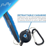 Golf club brush 2-foot retractable zip line with aluminum carabiner