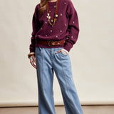 Women's Embroidered Dot Sweater in Plum – 11