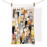 Cat Power illustrated cats 100% cotton kitchen tea towel