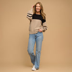Hayley balloon sleeve sweater oatmeal - side view