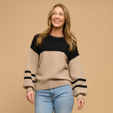 Hayley balloon sleeve sweater oatmeal - back view