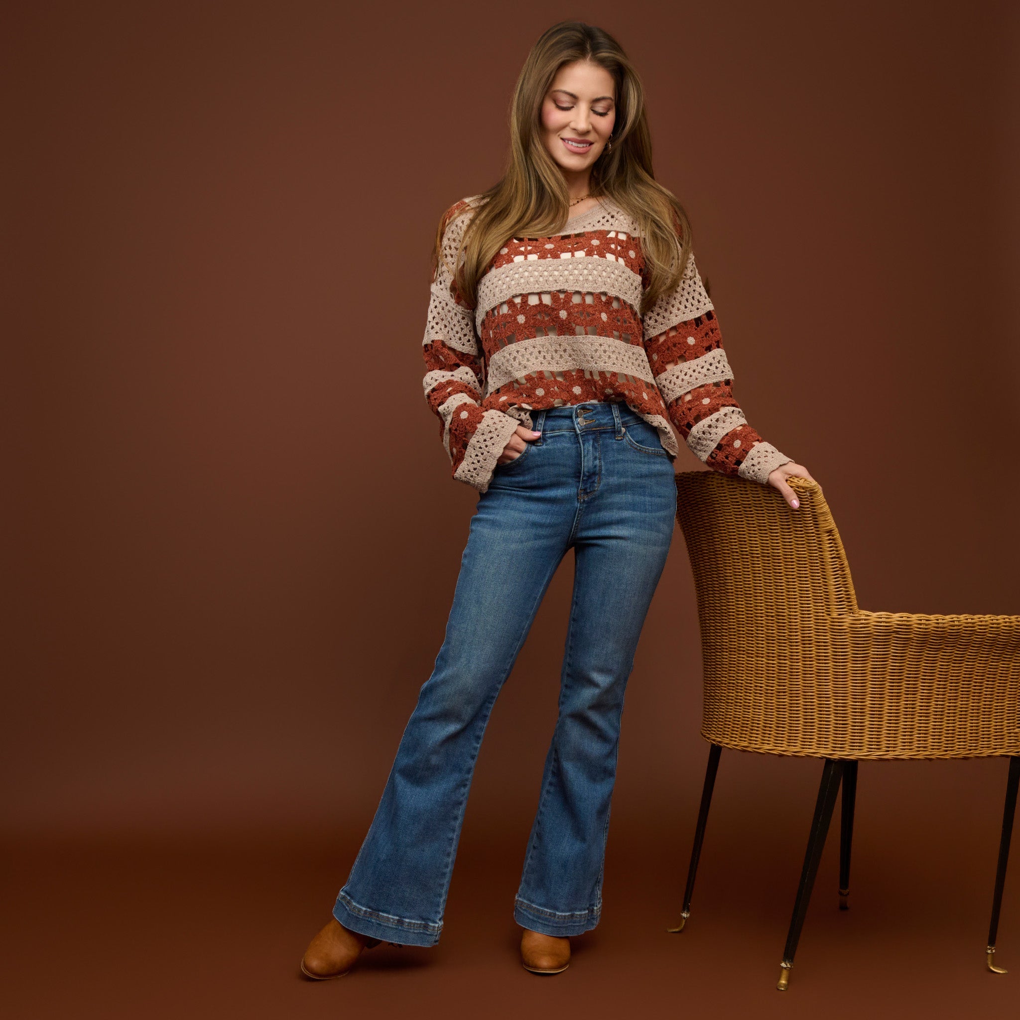 Vera open knit sweater - side view