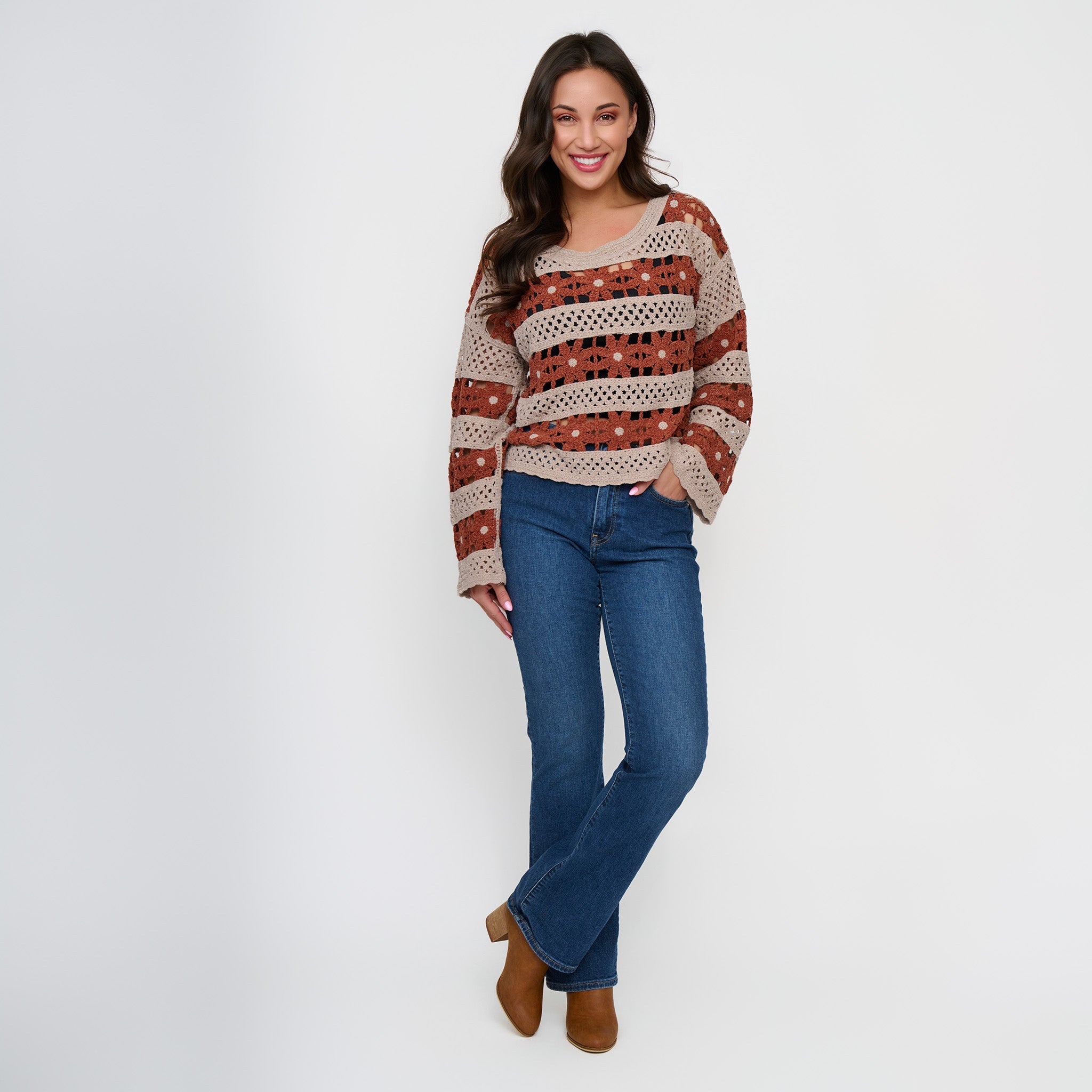 Vera open knit sweater - back view
