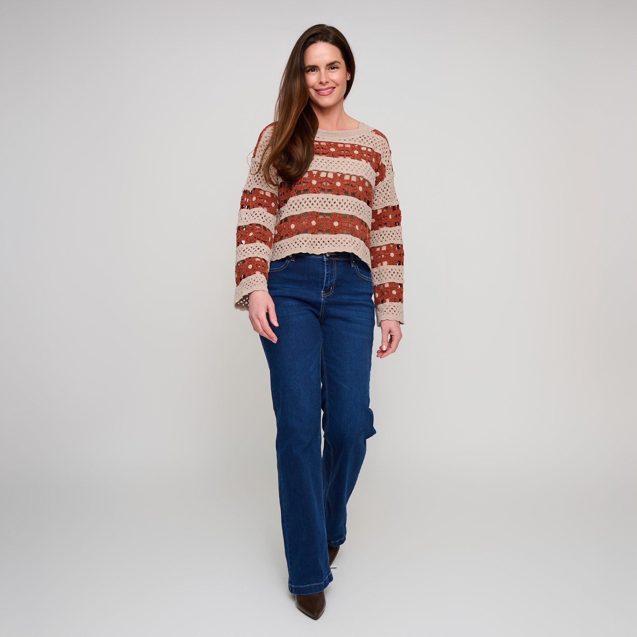 Vera open knit sweater - crochet detail