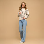 Cohen striped knit hoodie ivory stripe - side view