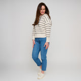 Cohen striped knit hoodie ivory stripe - back view