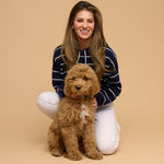 Cohen striped knit hoodie navy stripe - back view