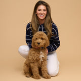 Cohen striped knit hoodie navy stripe - back view