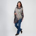 Tiya striped poncho - back view