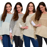 Brielle chenille knit fringe poncho in assorted colors