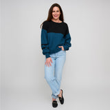 Hayley balloon sleeve sweater twilight teal - back view