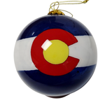 Colorado Flag Hand Painted Glass Ornament